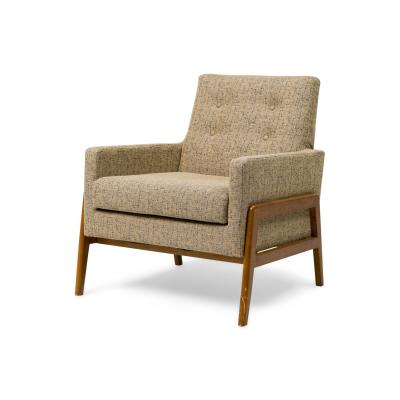 Danish Mid Century Grey and Blue Tweed Upholstered Armchair