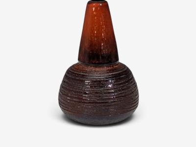 Danish Mid Century Modern Orange Red Glazed Stoneware Denmark 1970s