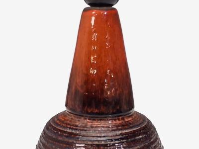 Danish Mid Century Modern Orange Red Glazed Stoneware Denmark 1970s