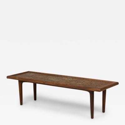 Danish Mid Century Modern Rectangular Incised Rosewood Low Coffee Table