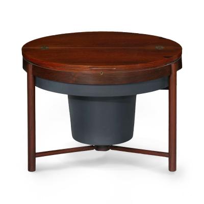 Danish Mid Century Modern Rosewood Cocktail Serving Table w Ice Bucket