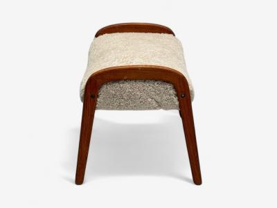 Danish Mid Century Modern Shearling Stool Beige Sheepskin Denmark 1970s
