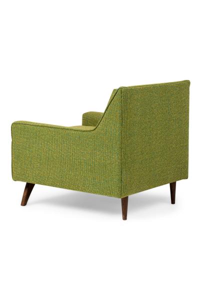 Danish Mid Century Style Green Tweed Tufted Armchair