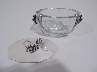 Danish Midcentury Modern Sterling Silver and Glass Jar