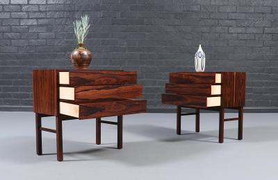 Danish Modern 3 Drawer Rosewood Night Stands