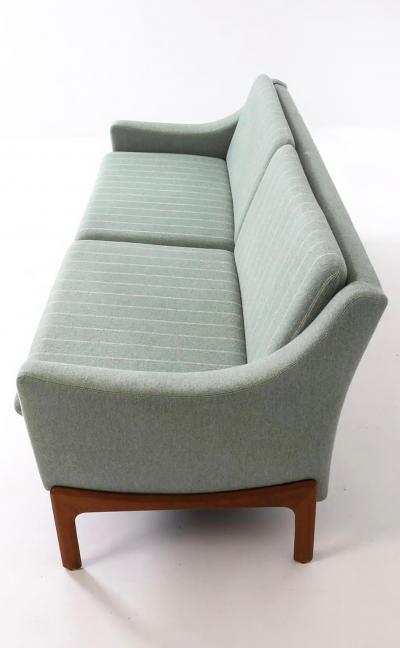 Danish Modern 4 Seat Teak Base Sofa Original Fabric Presents Well