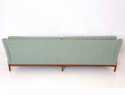 Danish Modern 4 Seat Teak Base Sofa Original Fabric Presents Well