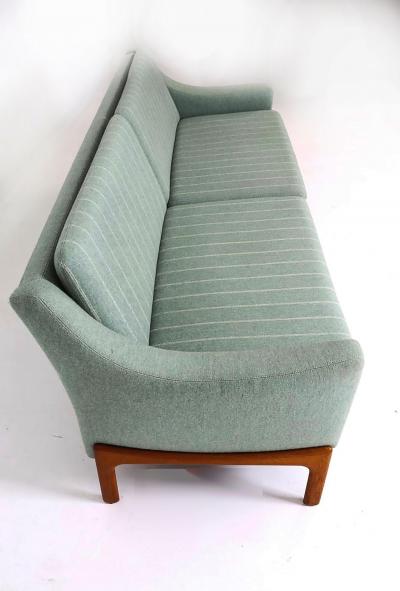 Danish Modern 4 Seat Teak Base Sofa Original Fabric Presents Well