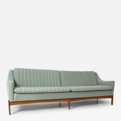 Danish Modern 4 Seat Teak Base Sofa Original Fabric Presents Well