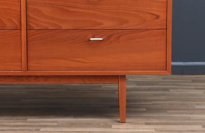 Danish Modern 9 Drawer Teak Dresser with Steel Pulls