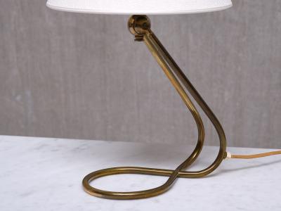 Danish Modern Adjustable Table Desk Lamp with Brass Base and Cone Shade 1950s