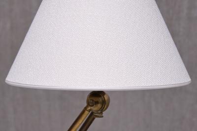 Danish Modern Adjustable Table Desk Lamp with Brass Base and Cone Shade 1950s