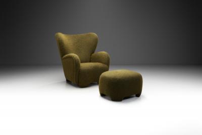 Danish Modern Armchair with Footstool Denmark ca 1940s