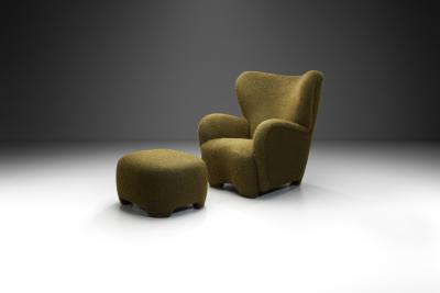 Danish Modern Armchair with Footstool Denmark ca 1940s