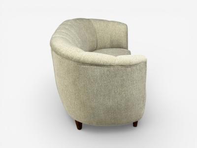 Danish Modern Banana Sofa Beechwood Green Fabric Denmark 1940s