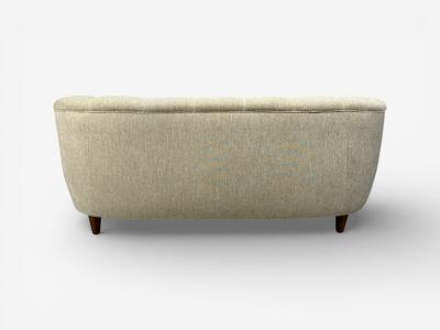 Danish Modern Banana Sofa Beechwood Green Fabric Denmark 1940s