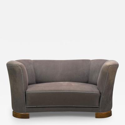 Danish Modern Banana Sofa Stained Beech Fabric Denmark 1930s