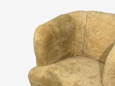 Danish Modern Banana Style Tub Chair Beech Honey Sheepskin Denmark 1930s