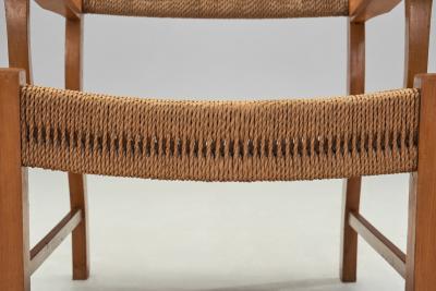 Danish Modern Beech Armchair with Woven Seat Denmark ca 1950s