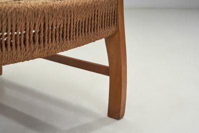 Danish Modern Beech Armchair with Woven Seat Denmark ca 1950s