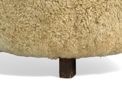 Danish Modern Beech Honey Sheepskin Banana Style Tub Chair Denmark 1930s