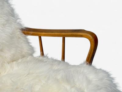 Danish Modern Beech Mongolian Fur Lounge Chair Denmark 1950s