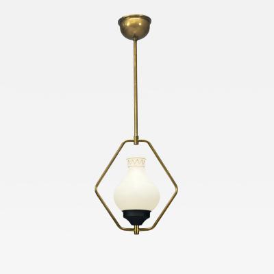 Danish Modern Brass Glass Pendant Light Denmark 1960s