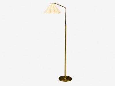 Danish Modern Brass Paper Adjustable Floor Lamp Denmark 1960s