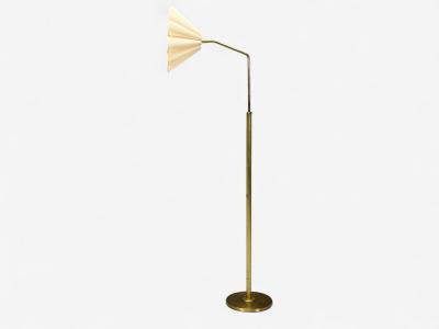 Danish Modern Brass Paper Adjustable Floor Lamp Denmark 1960s
