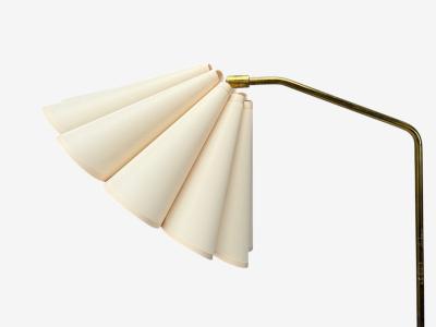 Danish Modern Brass Paper Adjustable Floor Lamp Denmark 1960s