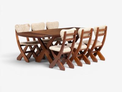 Danish Modern Brutalist Dining Chairs Pine Shearling Denmark 1960s