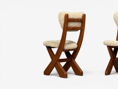 Danish Modern Brutalist Dining Chairs Pine Shearling Denmark 1960s