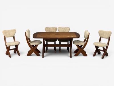 Danish Modern Brutalist Dining Room Set Pine Shearling Denmark 1960s