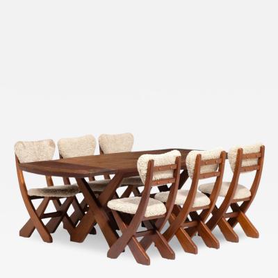Danish Modern Brutalist Dining Room Set Pine Shearling Denmark 1960s