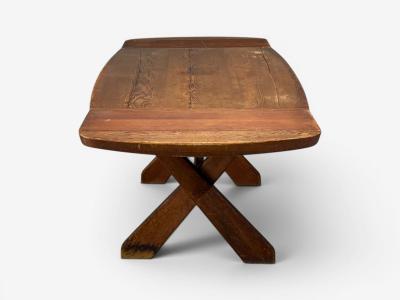 Danish Modern Brutalist Dining Table Stained Pine Denmark 1960s