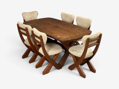 Danish Modern Brutalist Dining Table Stained Pine Denmark 1960s