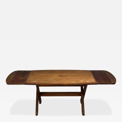 Danish Modern Brutalist Dining Table Stained Pine Denmark 1960s