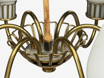 Danish Modern Chandelier Brass String Glass Denmark 1960s