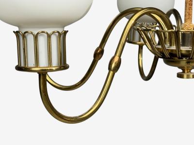 Danish Modern Chandelier Brass String Glass Denmark 1960s