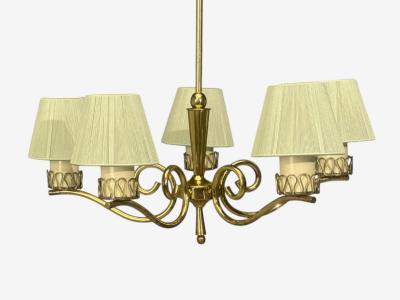 Danish Modern Chandelier Patinated Brass Denmark 1950s