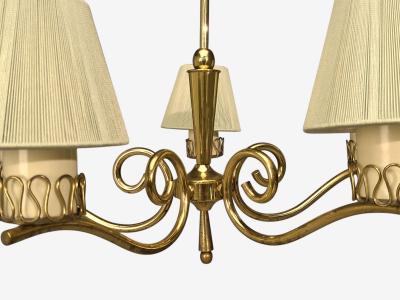 Danish Modern Chandelier Patinated Brass Denmark 1950s