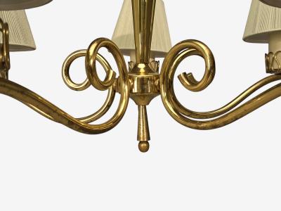 Danish Modern Chandelier Patinated Brass Denmark 1950s