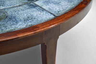 Danish Modern Coffee Table with Blue Tiles Denmark 1950s