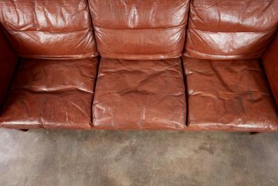 Danish Modern Cognac Leather Sofa
