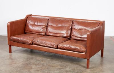 Danish Modern Cognac Leather Sofa