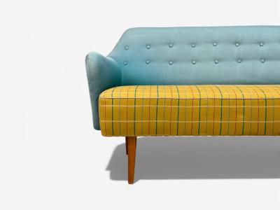 Danish Modern Corner Sofa Fabric Wood Denmark 1950s