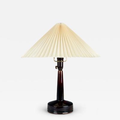 Danish Modern Deep Red Stoneware Table Lamp Denmark 1960s