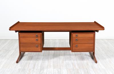 Danish Modern Executive Teak Desk for H P Hansen