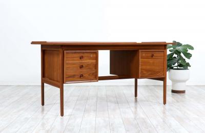 Danish Modern Executive Teak Desk with Raised Edges