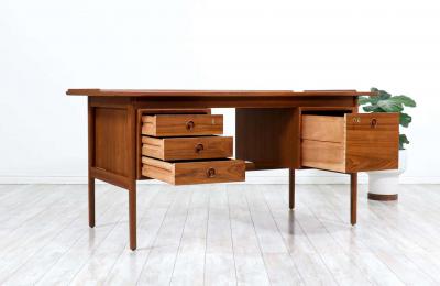 Danish Modern Executive Teak Desk with Raised Edges